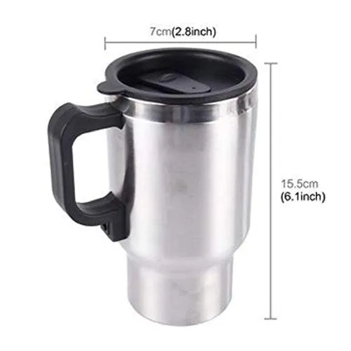 Electric Vacuum Flask Cup 12 V 65°C Car Kettle Mug Travel Stainless Steel Heating Cup for Coffee Tea 450ml