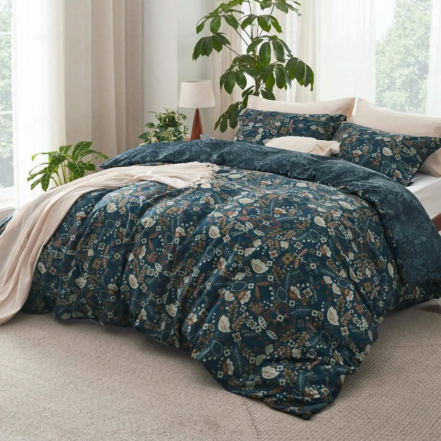 Exotic Foliage Navy Comforter Set