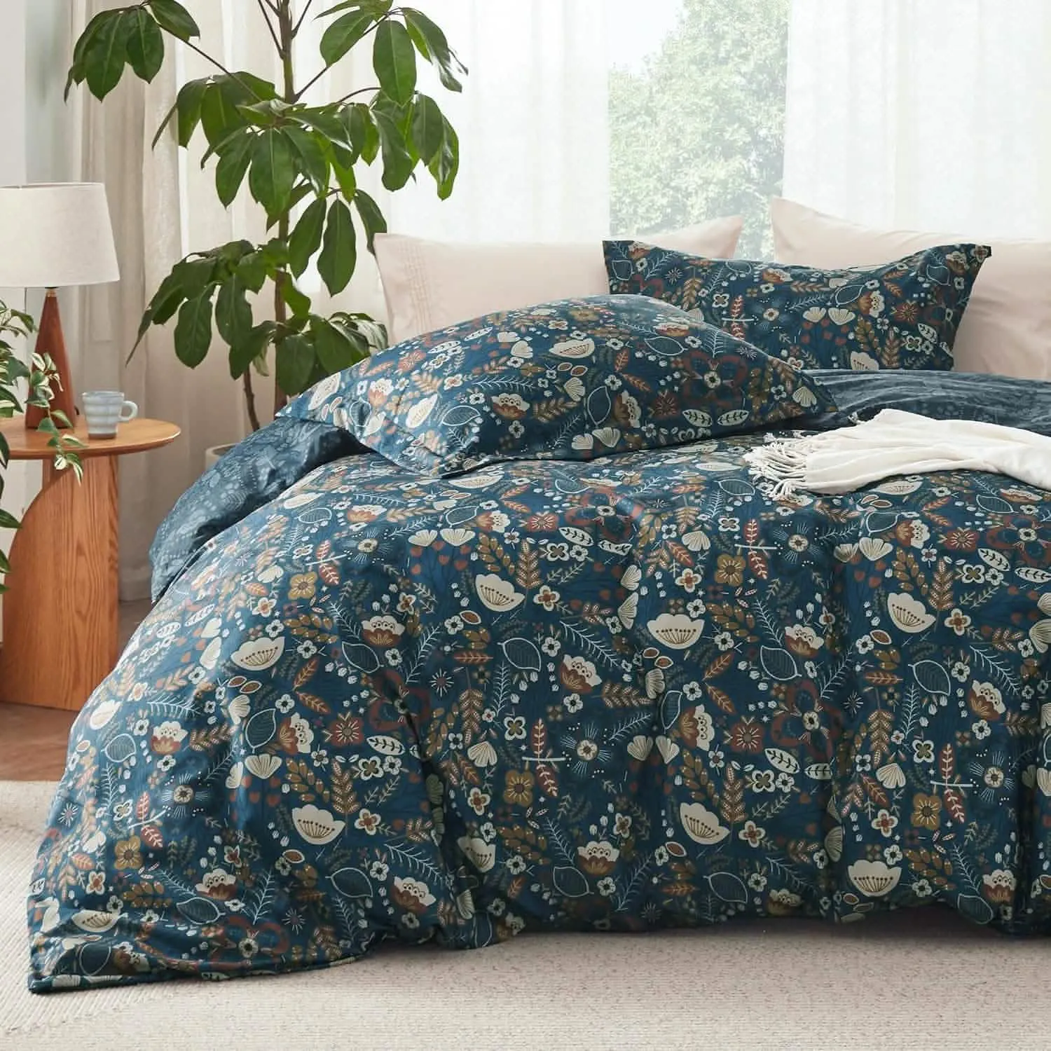 Exotic Foliage Navy Comforter Set