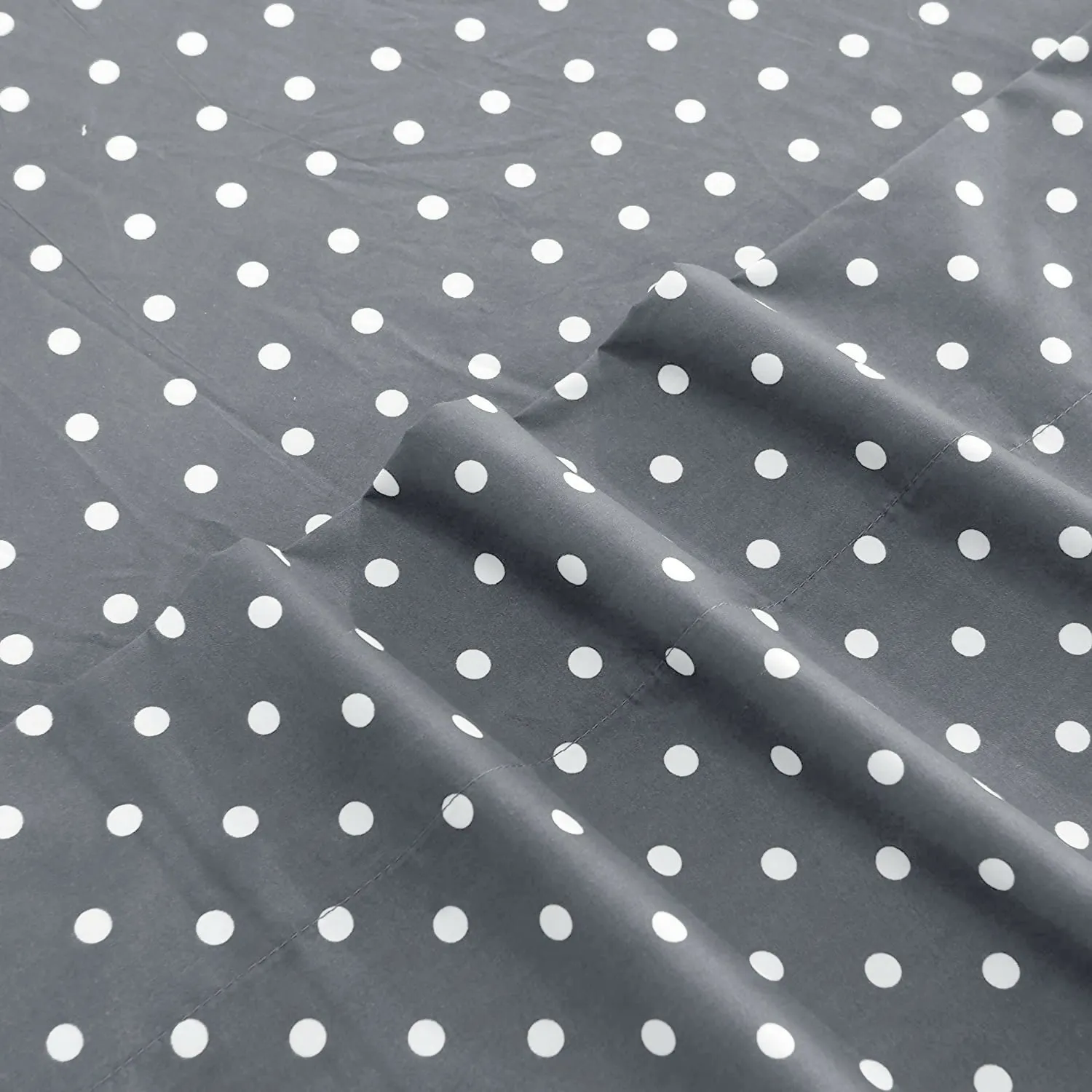 Fitted Bed Sheet-Grey Polka