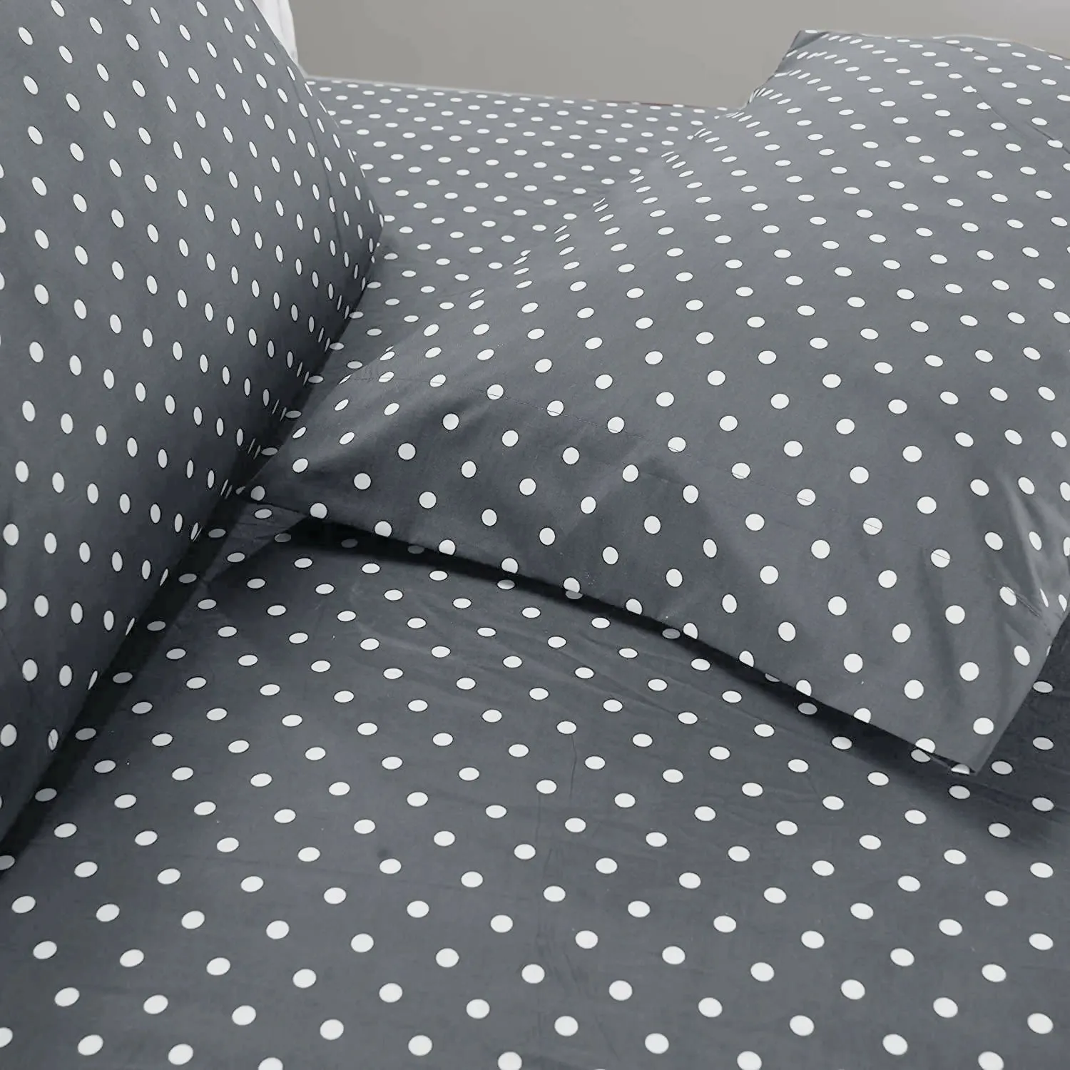 Fitted Bed Sheet-Grey Polka