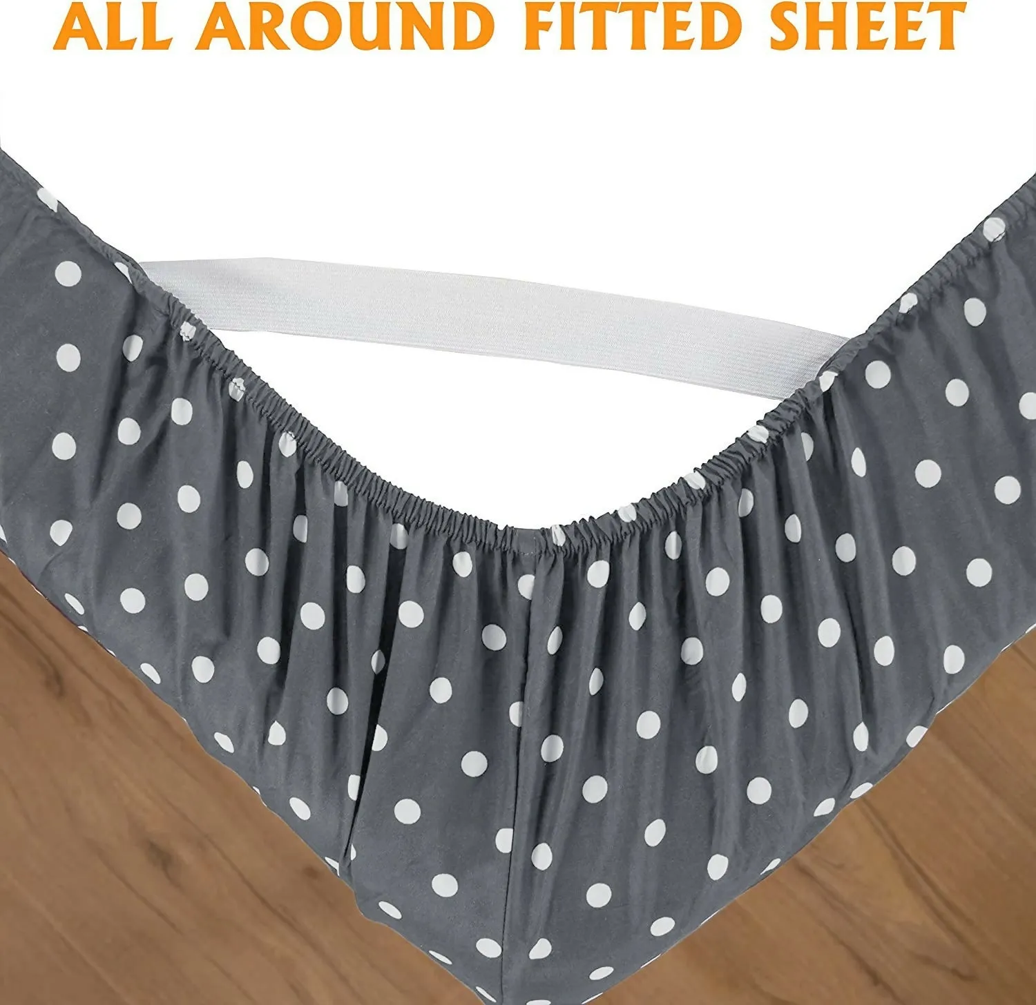 Fitted Bed Sheet-Grey Polka