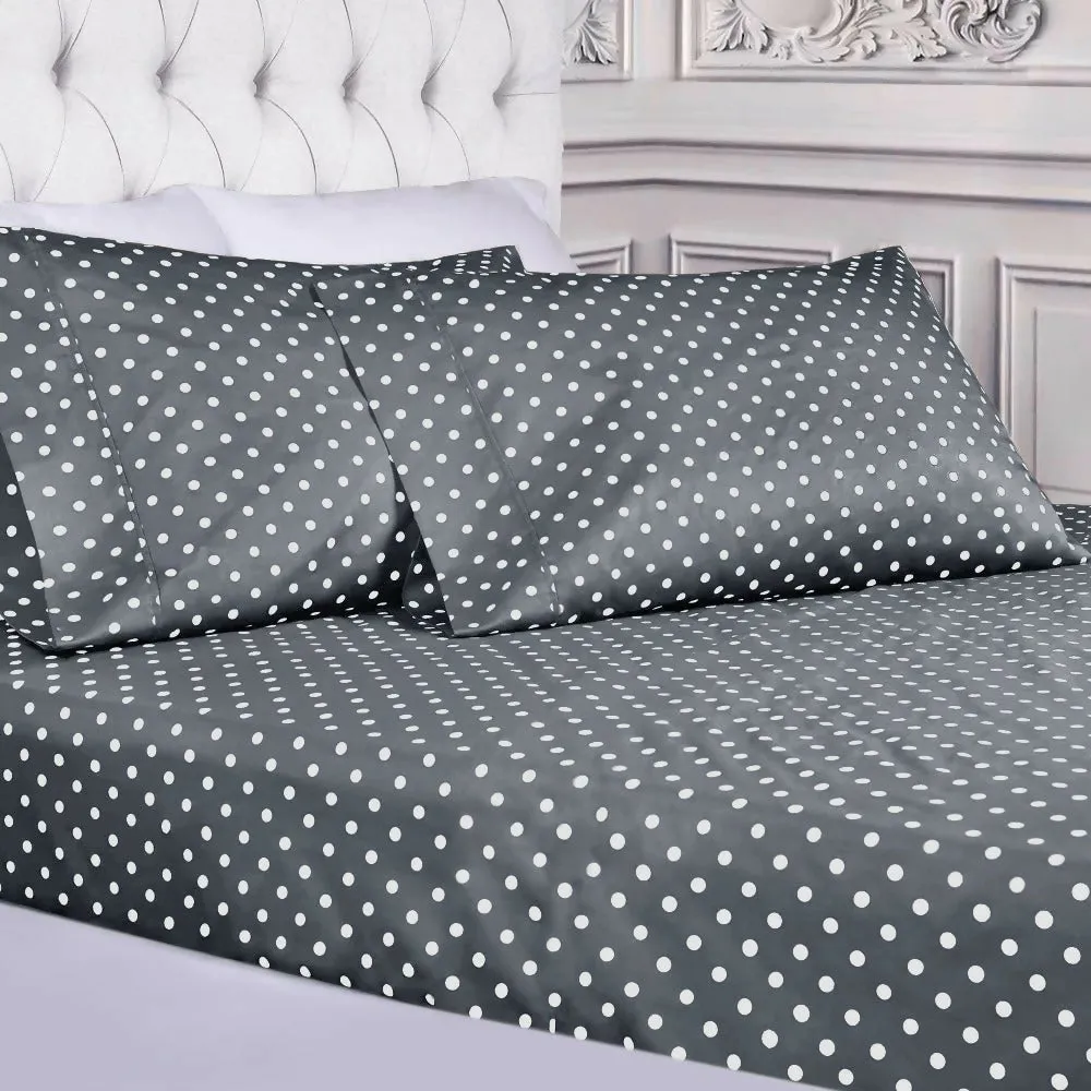 Fitted Bed Sheet-Grey Polka