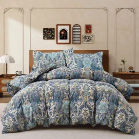 Floral Paisley Down Feather Fiber Comforter Set – Warm Winter Bedding for Cold Weather