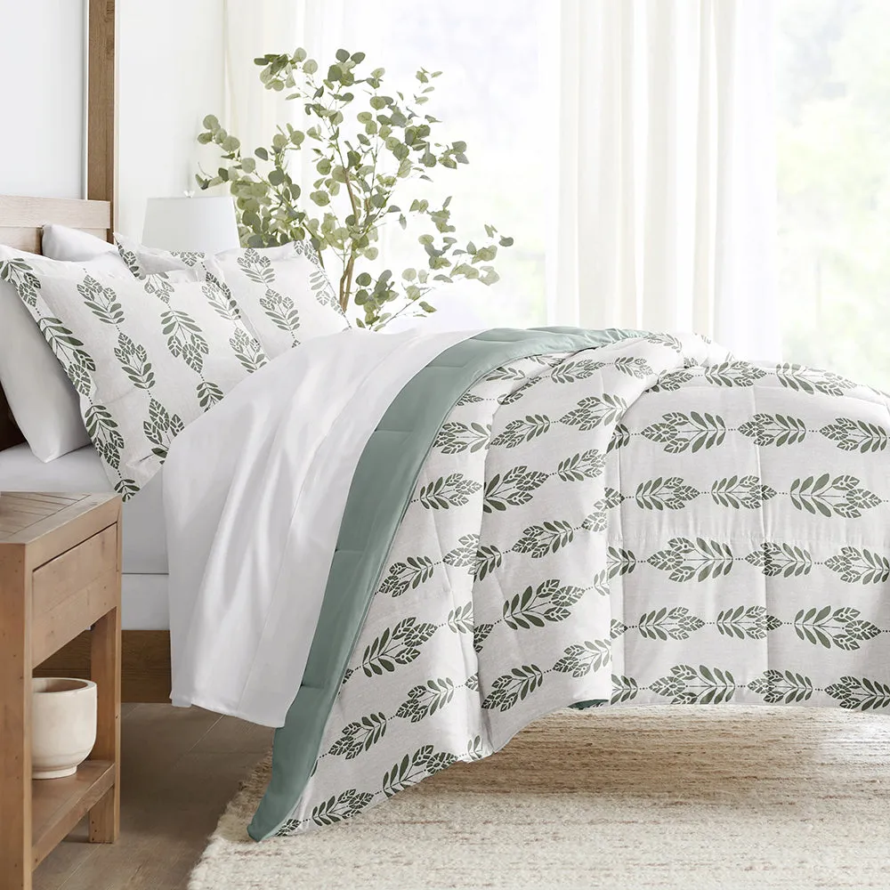 Folk Leaves Reversible Down-Alternative Comforter Set