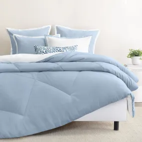 French Blue and Soft White Reversible Flannel Comforter