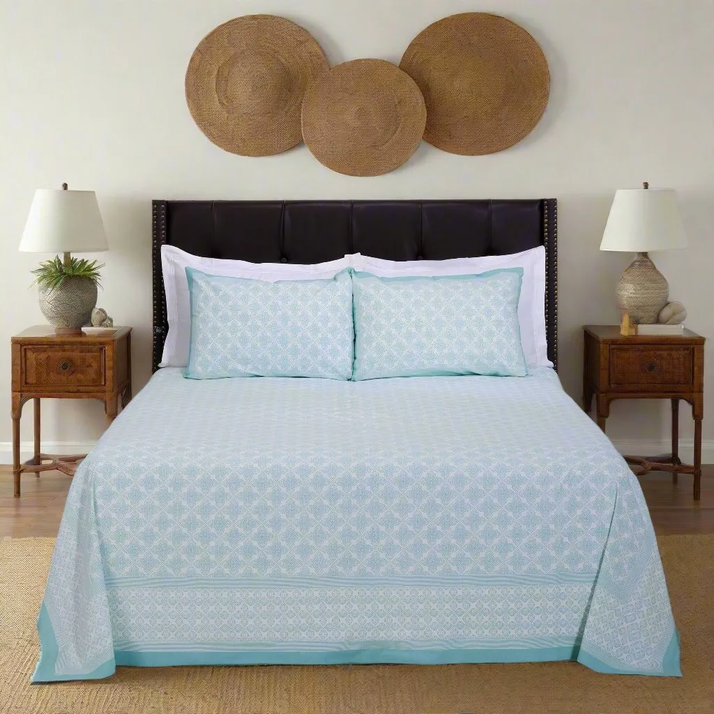 Gayatri Infinity Flower Sea Green Cotton Bedsheet