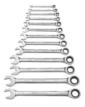 GearWrench 9312 13-Piece Combination Ratcheting Wrench Sets, Inch (1 Set)