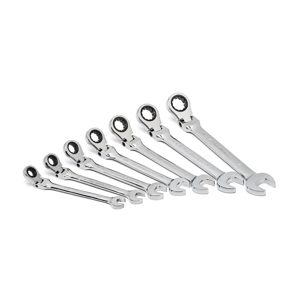 GearWrench 9700 7 Pc. 72-Tooth 12 Point Flex Head Ratcheting Combination SAE Wrench Set