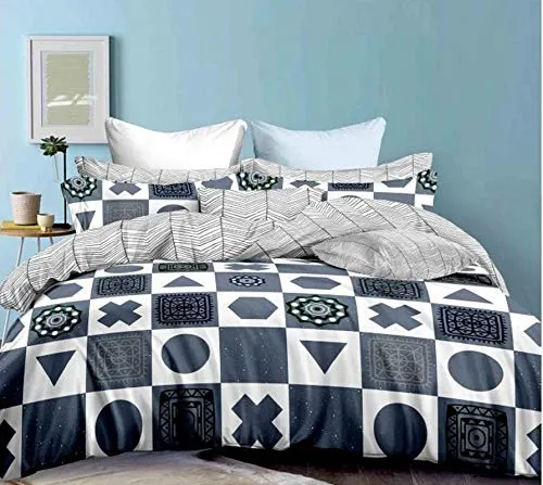 Gifty Polyester & Polyester Blend 150 TC Reversible Bedding Set (King_Grey)