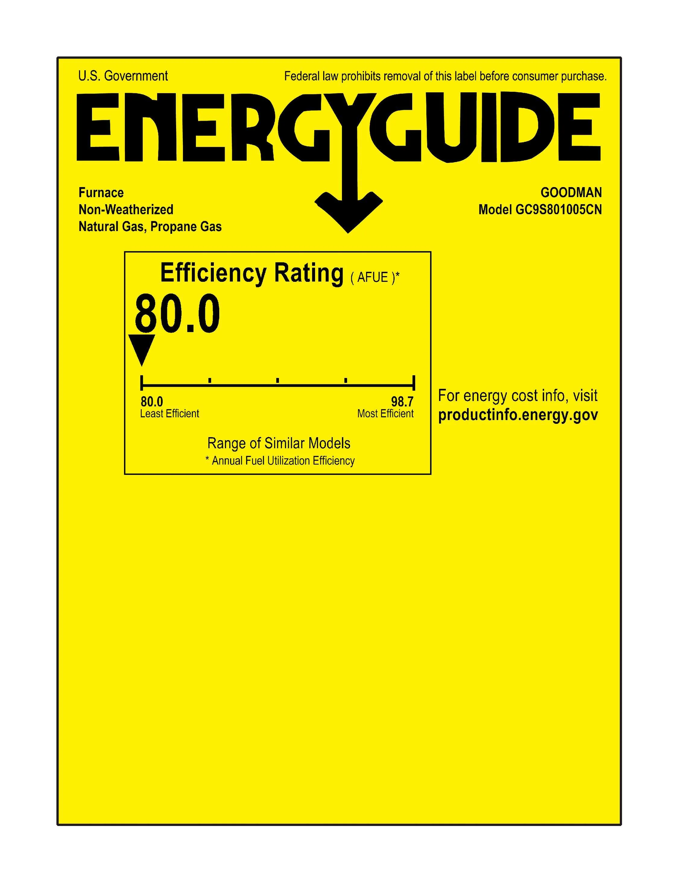 Goodman 80% AFUE 100,000 BTU Single Stage Gas Furnace - Downflow/Horizontal