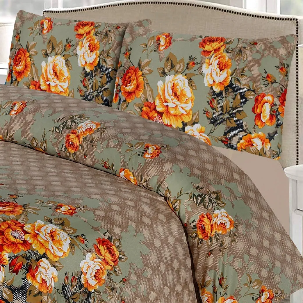 Grace D557-Reactive cotton Satin Quality king size Bedsheet with 2 pillow covers.