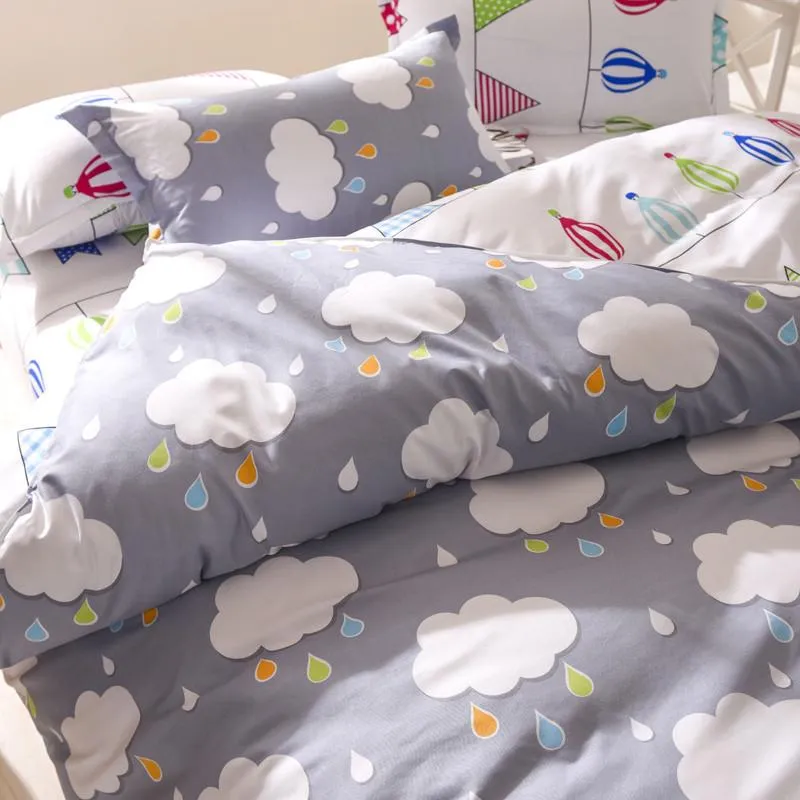 Grey Clouds Printing Bed Sheet 4 Pieces AD10199