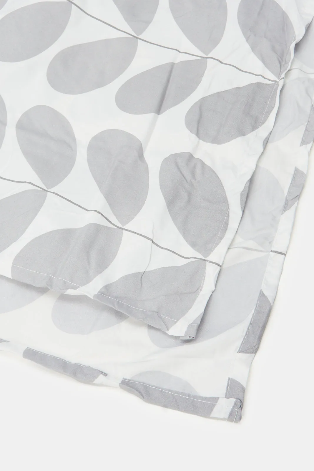 Grey Leaves Print 3-Piece Flat Sheet (King Size)