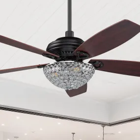 Henderson Crystal Ceiling Fan with LED light and Modern Design 52 inch