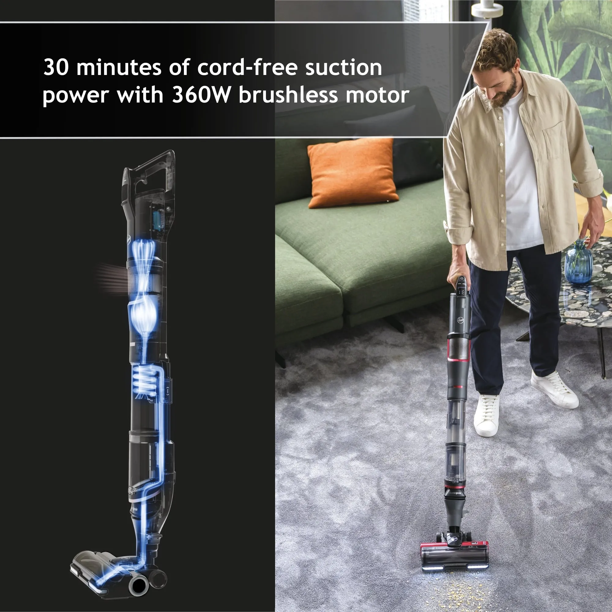 Hoover Cordless Vacuum Cleaner with CORNER GENIE™, Magenta - HFX