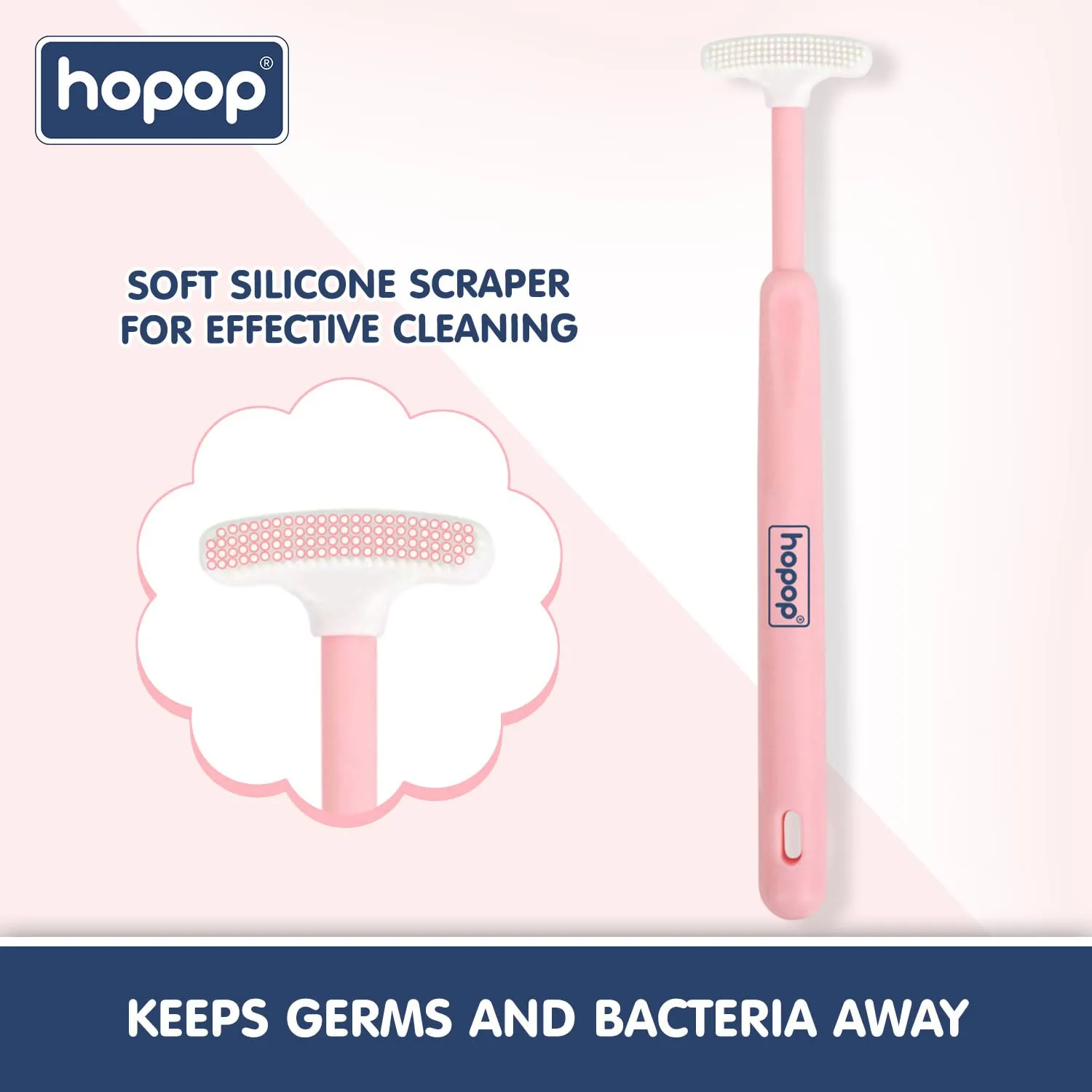 Hopop Soft & Gentle Tender Tongue Cleaner For Babies - Pink 6m 