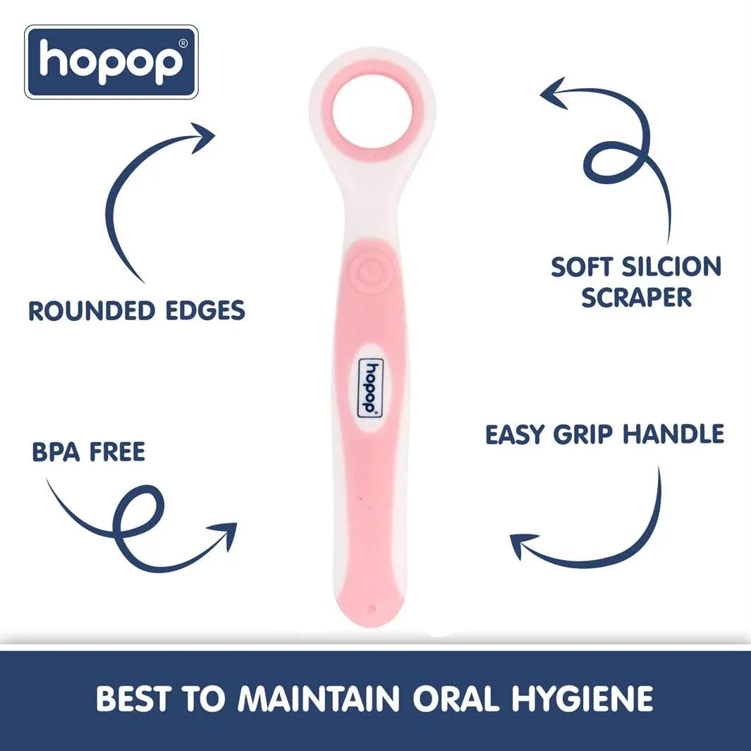 HOPOP Tongue Cleaner For Babies - Pink 3m 