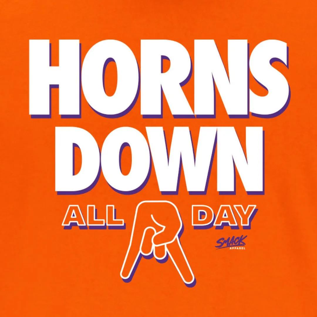 Horns Down - All Day (Anti-Texas) T-Shirt for Clemson College Fans (SM-5XL)