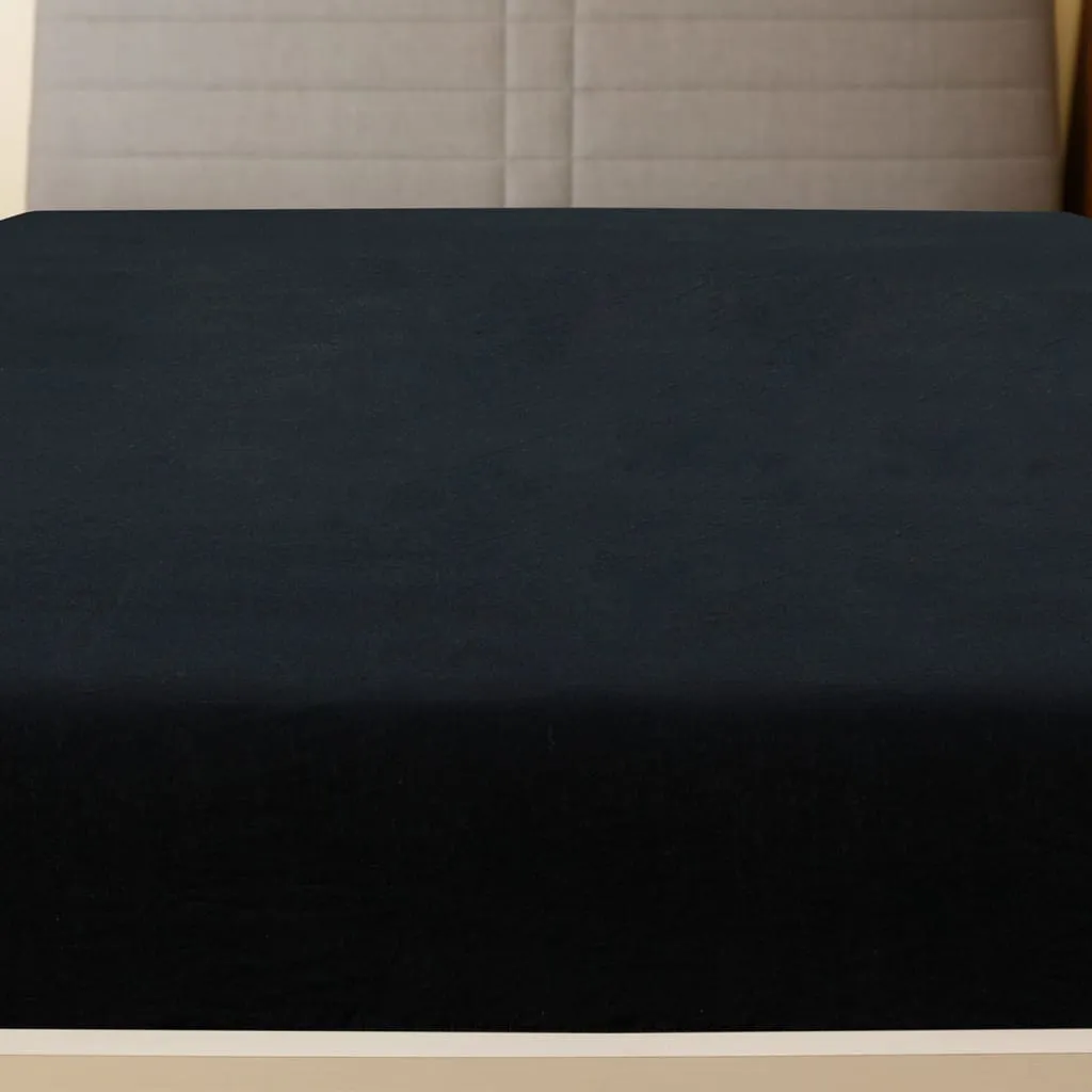 Jersey Fitted Sheet Black 140x200 cm Cotton