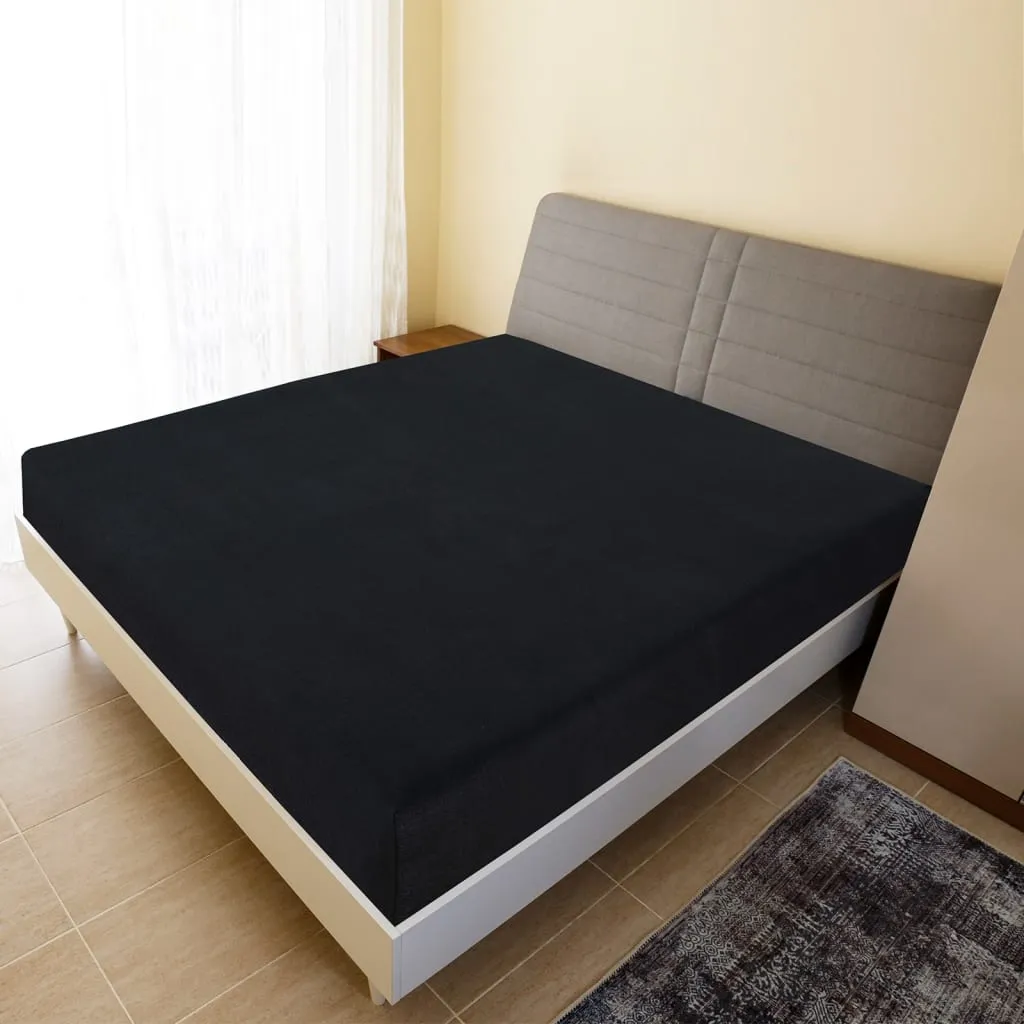 Jersey Fitted Sheet Black 140x200 cm Cotton