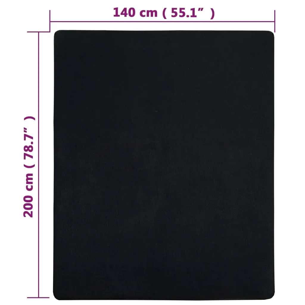 Jersey Fitted Sheet Black 140x200 cm Cotton