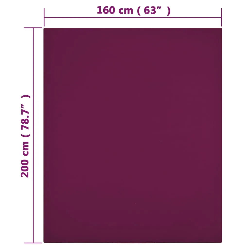 Jersey Fitted Sheets 2 pcs Bordeaux 160x200 cm Cotton