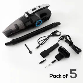 Kuber Industries (Set of 5) Small Vacuum Cleaner for Dust - Wireless Portable Air Duster & Cleaning Machine for Sofa, Bed, Car, Home - with 6 Accessories -Black