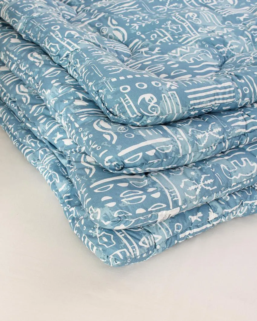 Light Blue Gamathi Cotton Comforter | Single Size | 60 x 90 inches