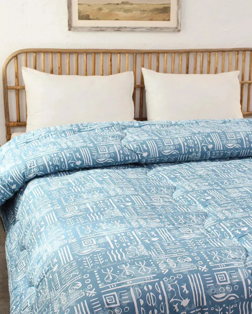 Light Blue Gamathi Cotton Comforter | Single Size | 60 x 90 inches