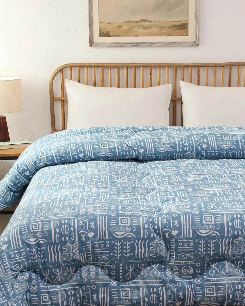 Light Blue Gamathi Cotton Comforter | Single Size | 60 x 90 inches