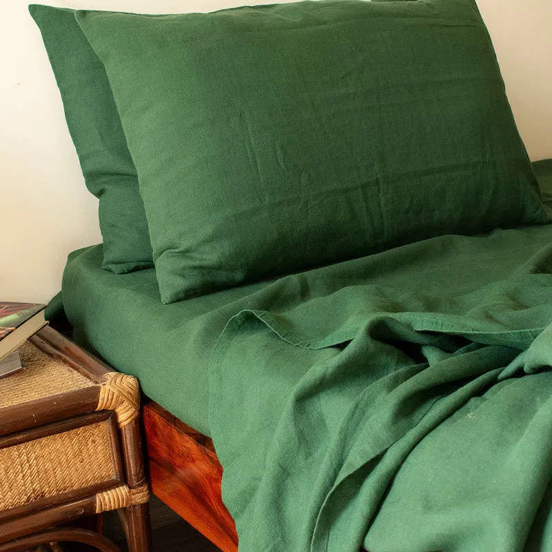 Linen Flat Bedsheet | Cyprus Green