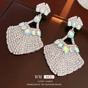 Luxurious Fan-Shape Geometric Alloy Electroplating Earrings