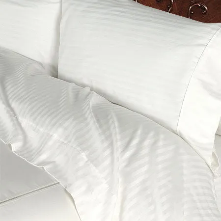 Luxury 600 Thread Count 100% Egyptian Cotton California King Sheet Set Striped In Ivory/Cream