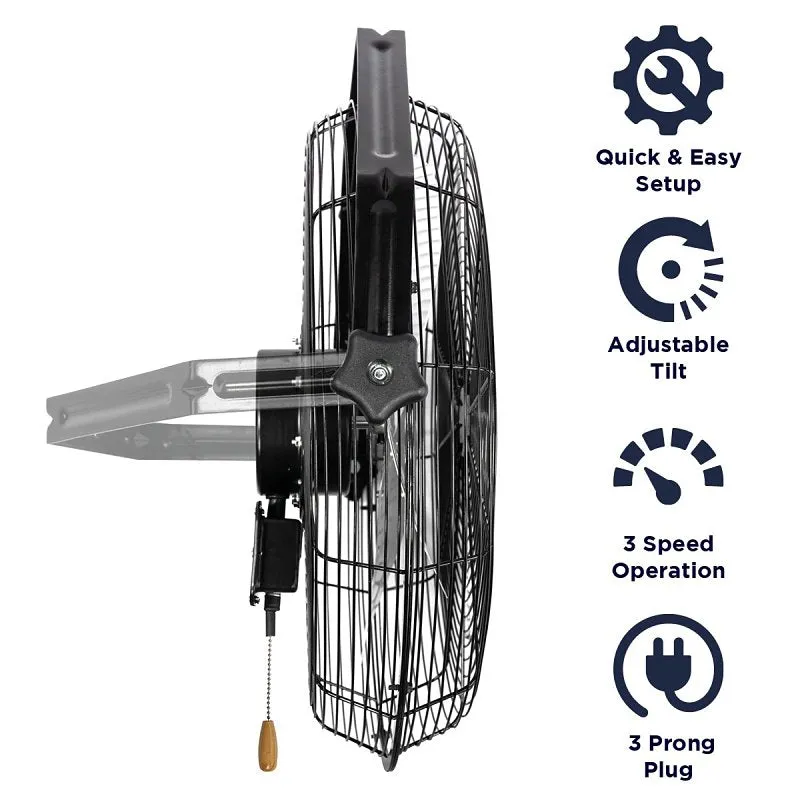 MaxxAir HVWM 18 Wall-Mount Fan, 120 V, 3-Blade, 3-Speed, 1350 cfm Low, 1400 cfm Medium, 1450 cfm High Air :EA: QUANTITY: 1