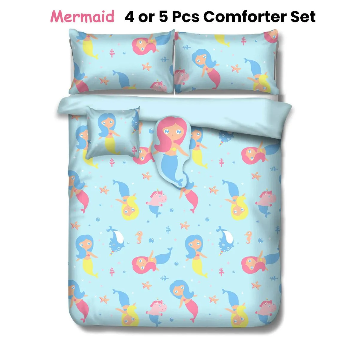 Mermaid Kids Advventure 5 Pcs Comforter Set Double