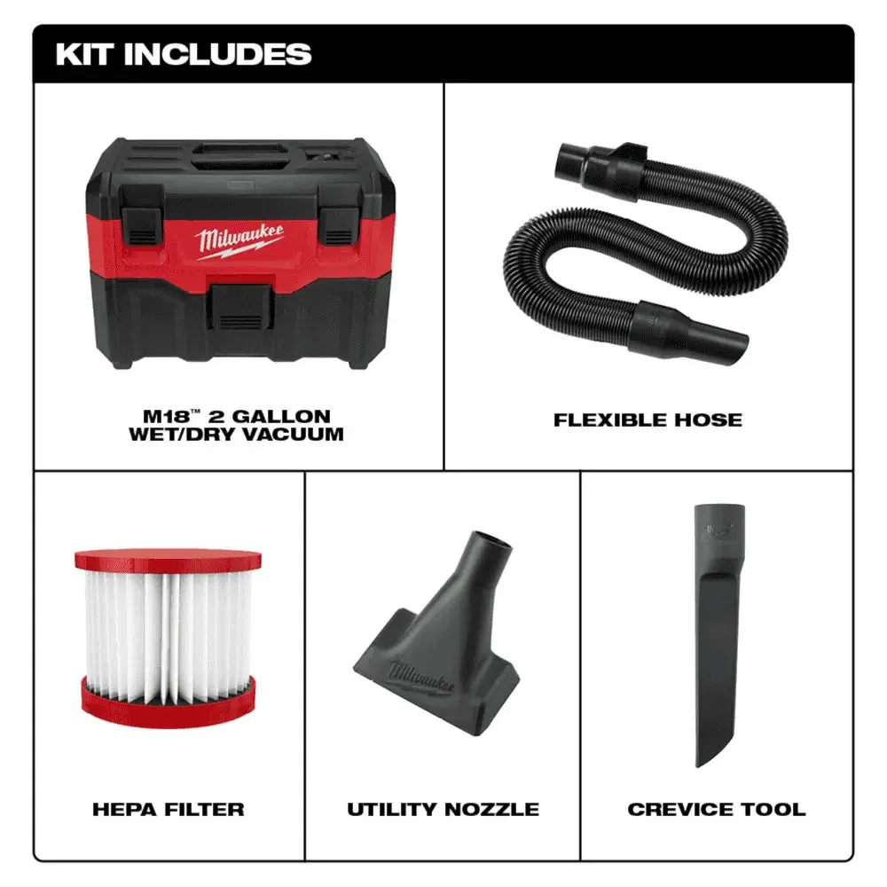 Milwaukee M18 2-Gallon Wet/Dry Vacuum