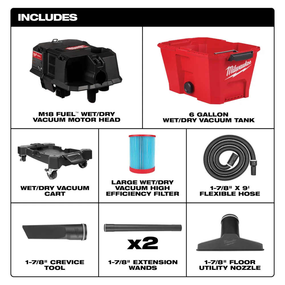 Milwaukee M18 Fuel 6 Gallon Wet/Dry Vacuum