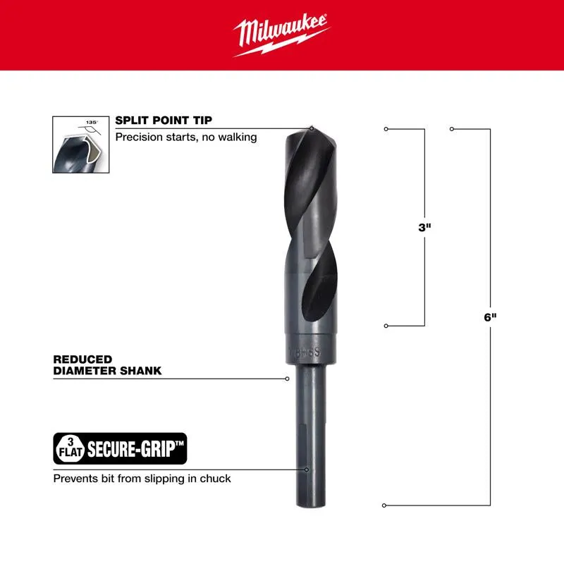 Milwaukee Thunderbolt 7/8 in. X 6 in. L Drill Bit 3-Flat Shank 1 pc