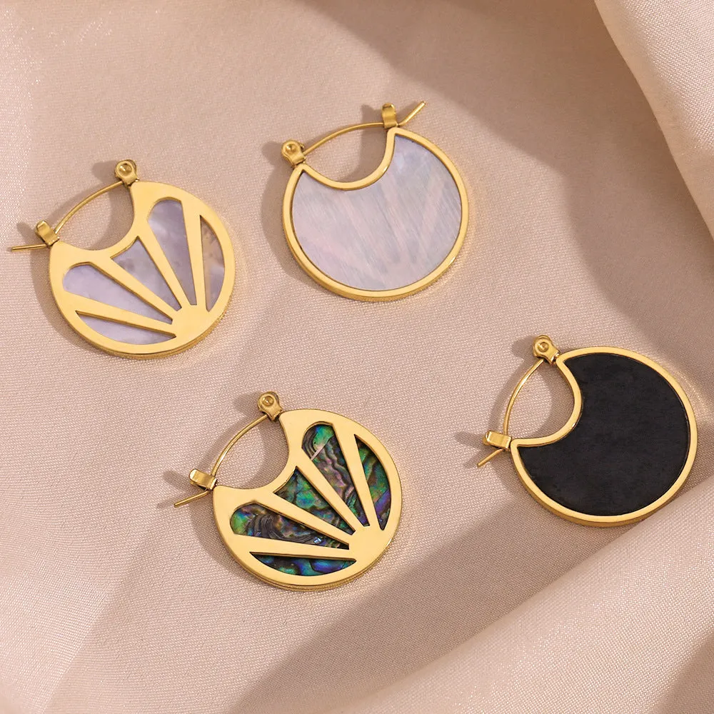 Minimalist Fan-Shape Geometric Stainless Steel 18K Gold Plated Earrings