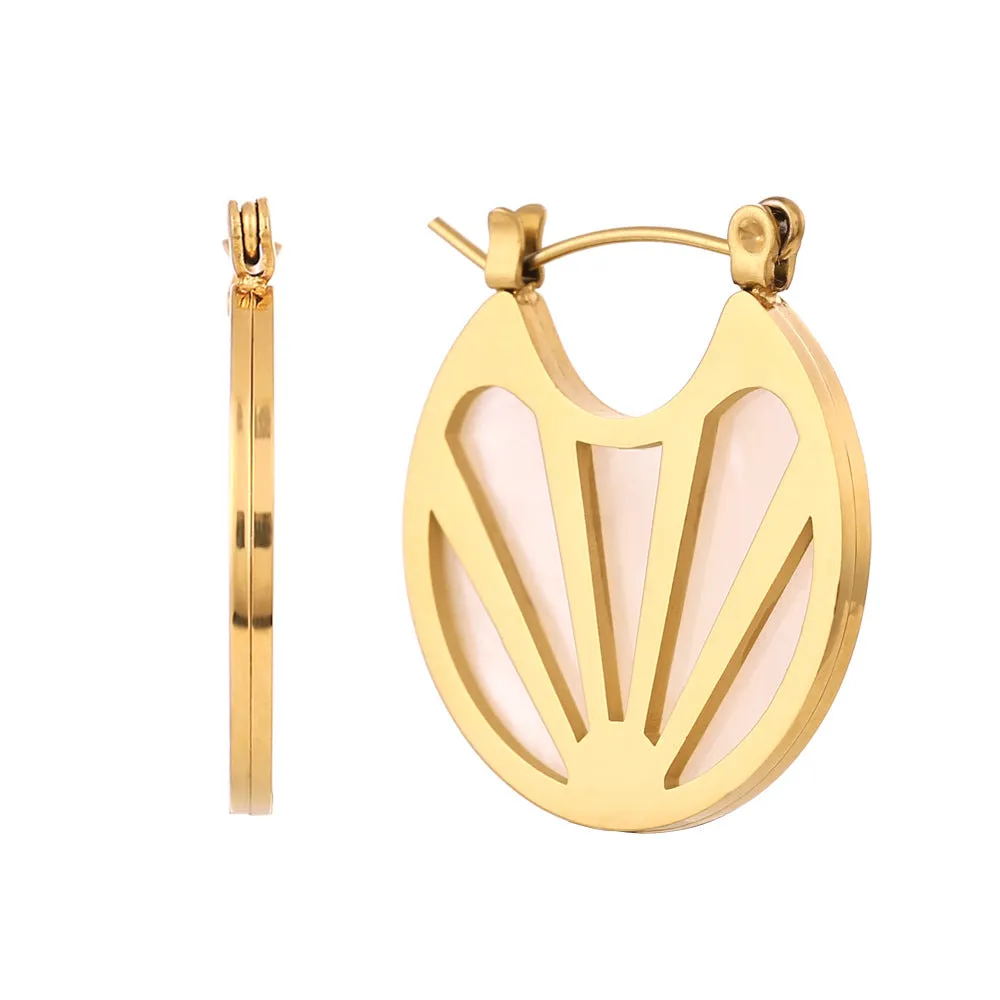 Minimalist Fan-Shape Geometric Stainless Steel 18K Gold Plated Earrings