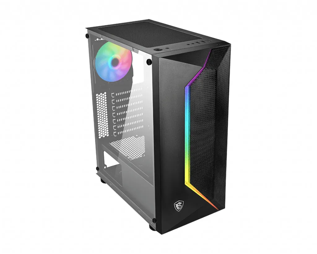 Msi Mag Vampiric 100R 'V100r' Mid Tower Gaming Computer Case 'Black, 1X 120Mm Argb Pwm Fan, 1X 120Mm Pwm Fan, Rgb Front