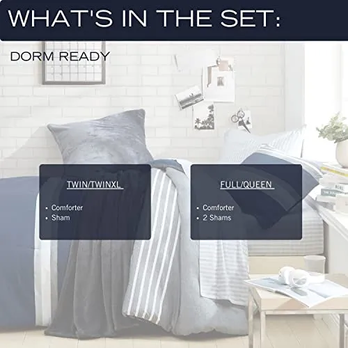 Nautica - Twin XL Comforter Set, Reversible Bedding with Matching Sham, Dorm Room Essentials (Heathered Block Grey, Twin/Twin XL)