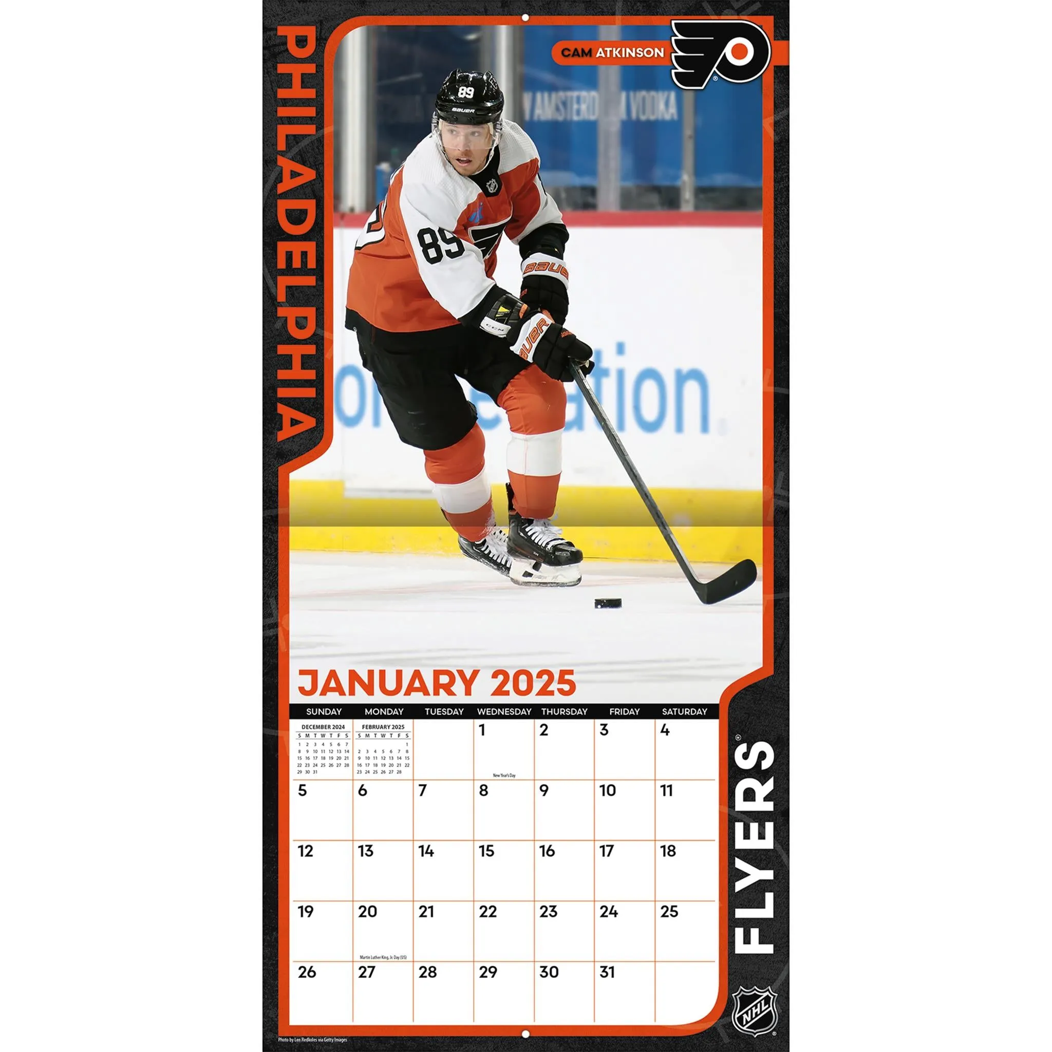 NHL Philadelphia Flyers Wall 2025 Calendar