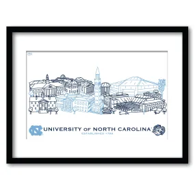 North Carolina Tar Heels Framed Campus Wall Art 11" x 14"