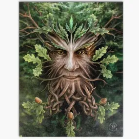 Oak King Green Man Design Canvas Wall Plaque by Anne Stokes