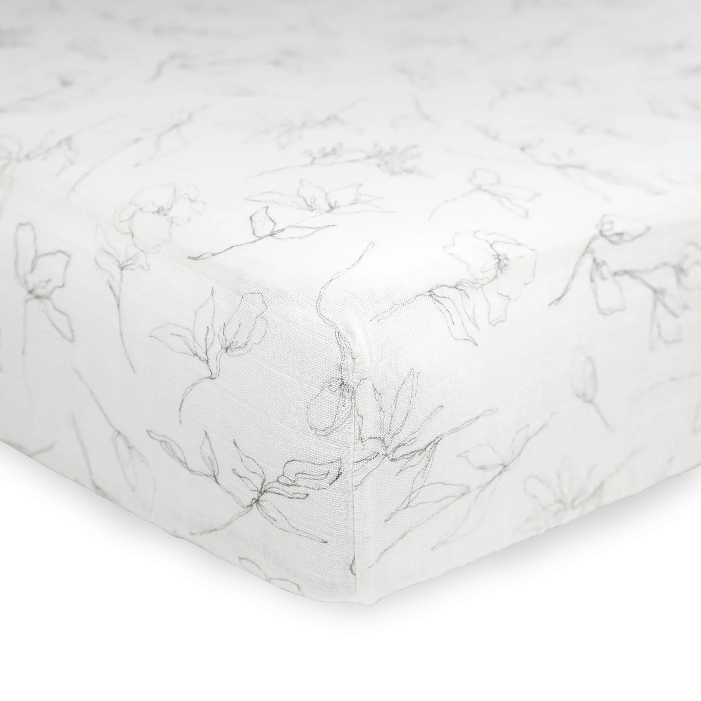 Organic Cotton Muslin Crib Sheet - Pencil Floral