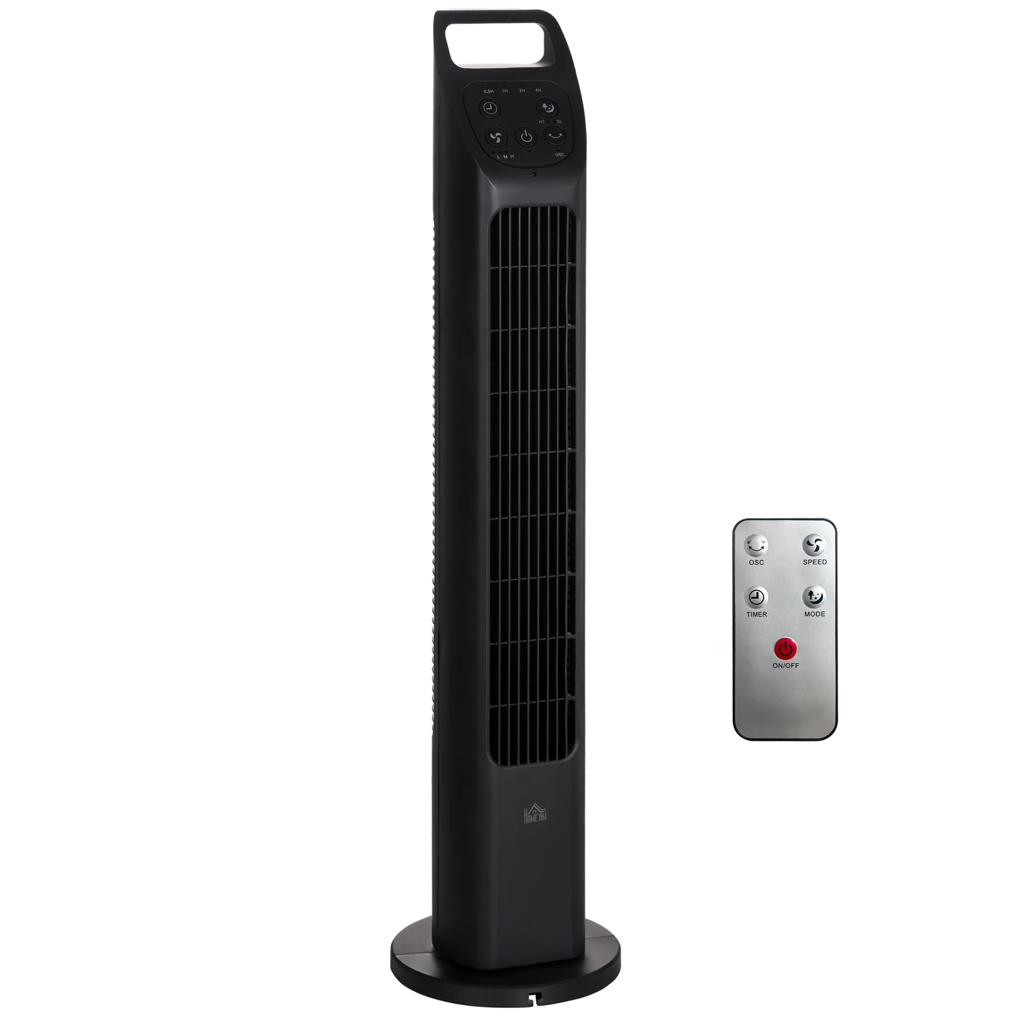 Oscillating Tower Fan with Remote Control, 4H Timer, 3 Speed, Quiet Cooling Fans, Electric Floor Standing Fan for Home Bedroom Office, Black