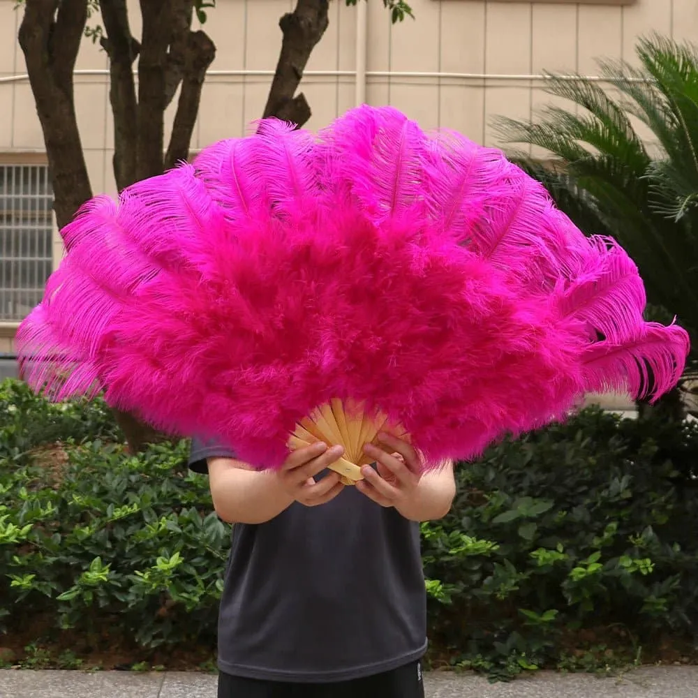 Ostrich Feathers Large Hand Held Fans - 90-130cm Plumas