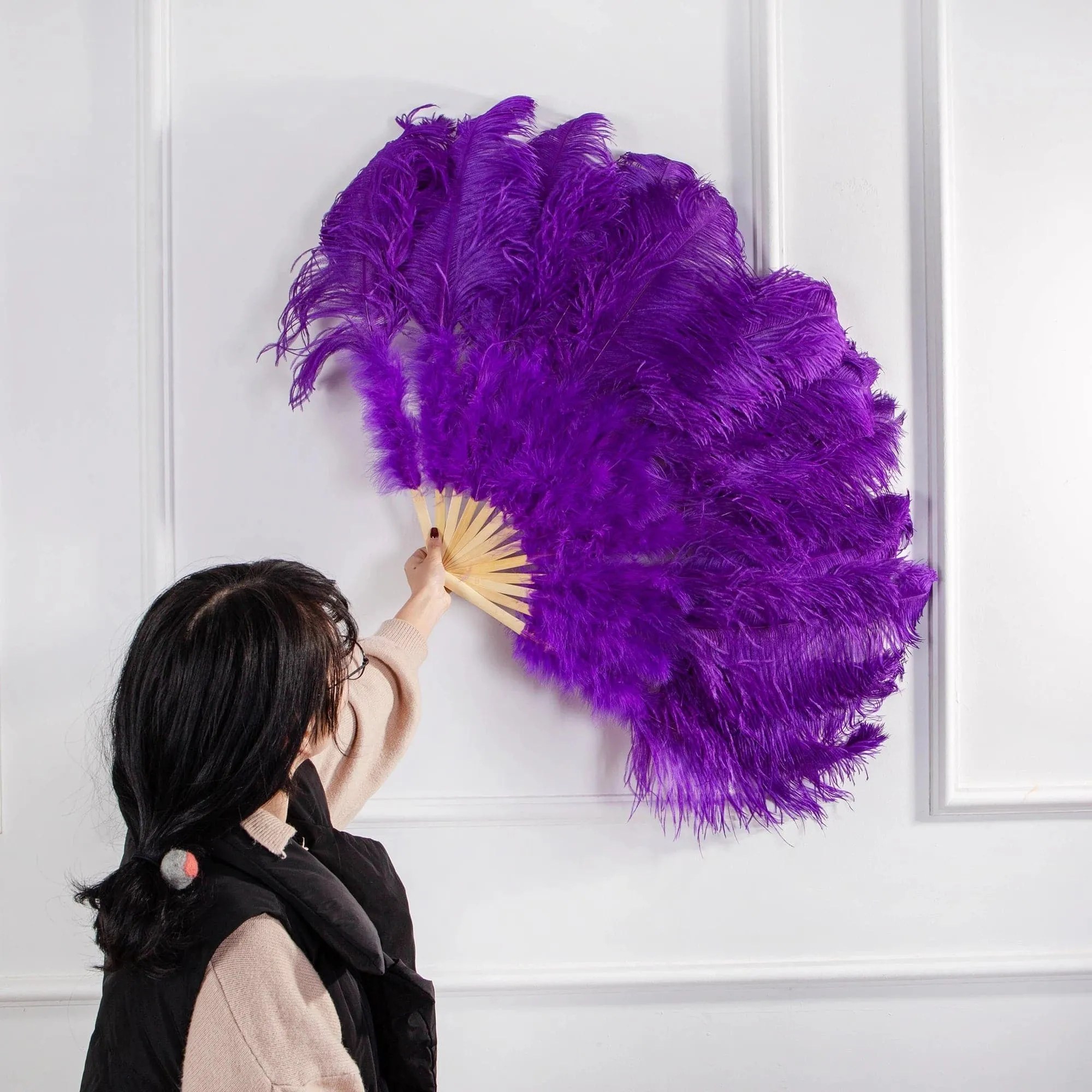 Ostrich Feathers Large Hand Held Fans - 90-130cm Plumas